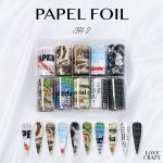 Papel foil, decoración variada Texto